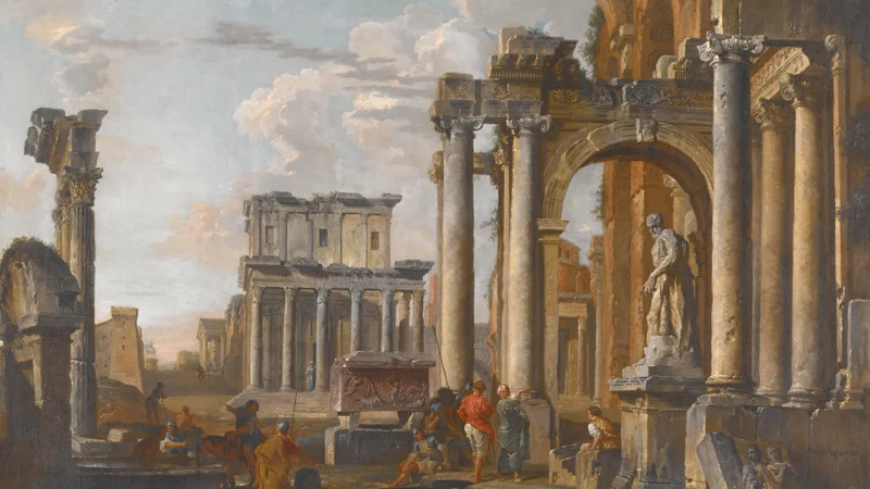 Giovanni Panini — Ruins with the Temple of Antoninus and Faustina