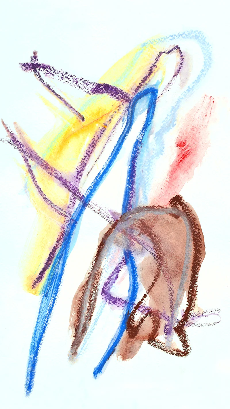 Fons Heijnsbroek — Peinture à la gouache abstraite 'Why in lines'