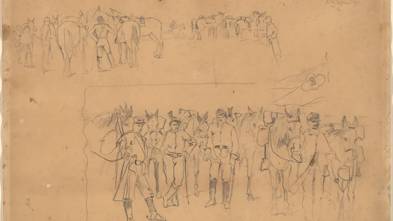 Officers and Horses at Rest