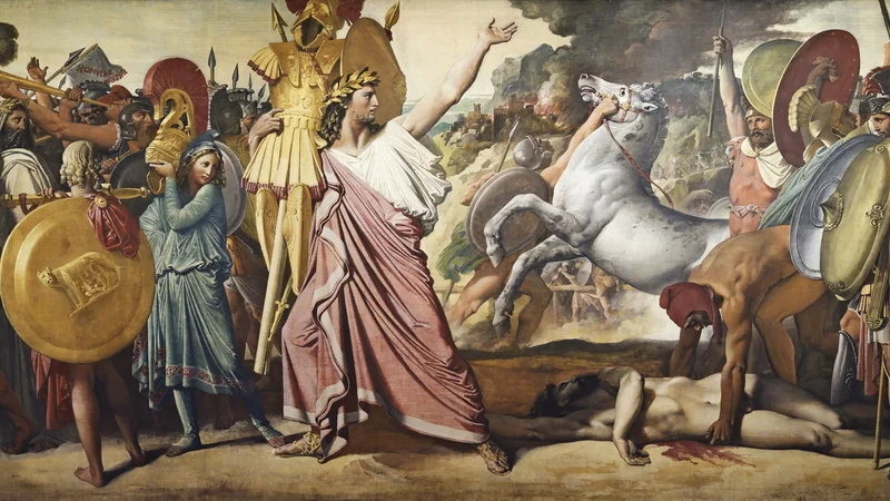 Jean-Auguste-Dominique Ingres — Rómulo, conquistador de Acron, transportando os spolia opima ao Templo de Júpiter