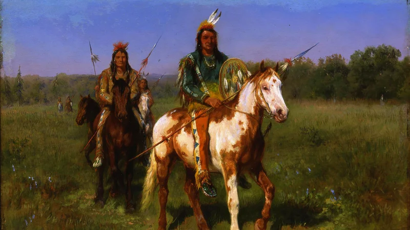 Mounted Indians Carrying Spears