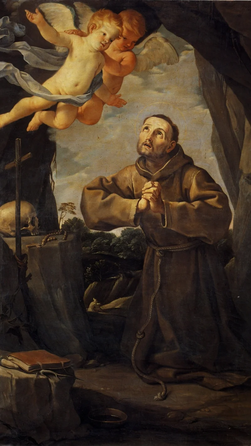 Guido Reni — Saint Francis in Prayer with Two Angels