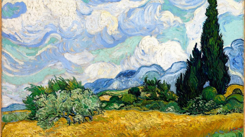 Wheat Field with Cypresses