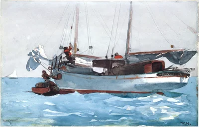 Taking on Wet Provisions (Schooner Marked Newport, K. W.)
