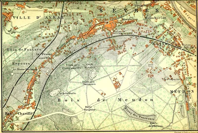 Map of the Bois de Meudon, Paris and Environs