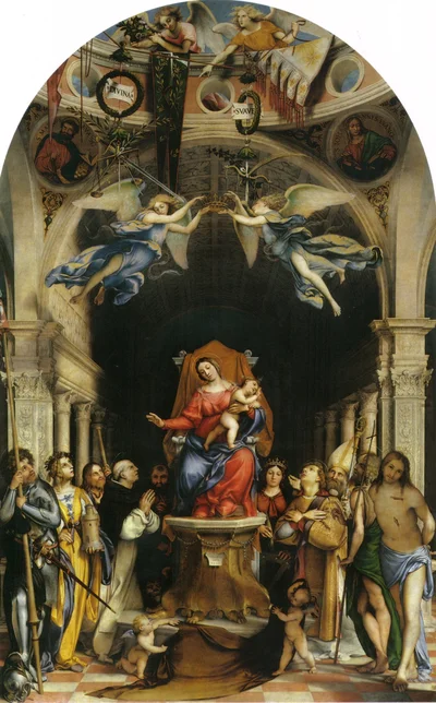 Altarpolyptych of San Bartolomeo, Bergamo, Main Panel: Enthroned Madonna with Angels and Saints