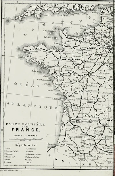 Road Map of France from Baedeker's Paris and Environs