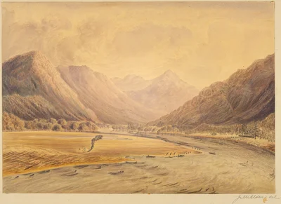 View of Fraser's River from a point above the mouth of Chiloweyuck River, looking up
