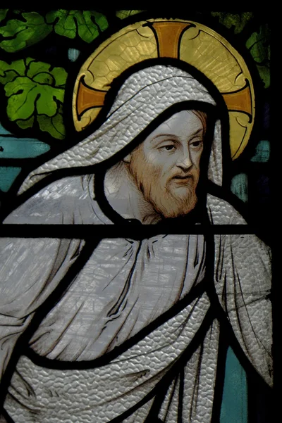 Jesus (detail from 'Jesus and the Samaritan Woman' window, Eglise Saint-Sulpice de Fougères)