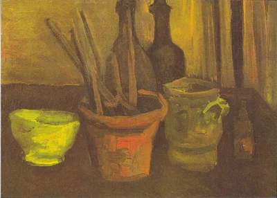 Still Life with Paintbrushes in a Pot
