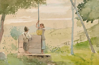 Boy and Girl at a Well