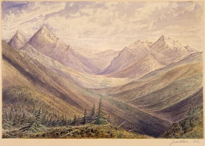 Kishnehehna Mountain and Kishenehn Pass from summit of Pass looking South