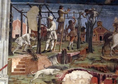 Allegory of March – Triumph of Minerva and Sign of Aries. Frescos in Palazzo Schifanoia (detail)