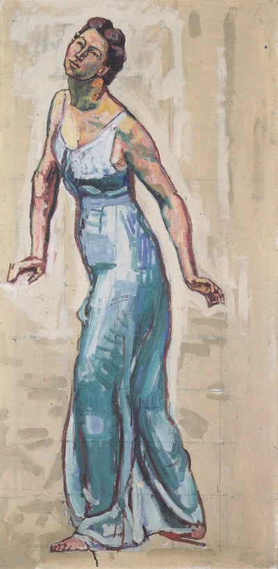 Female Figure in Blue Gown