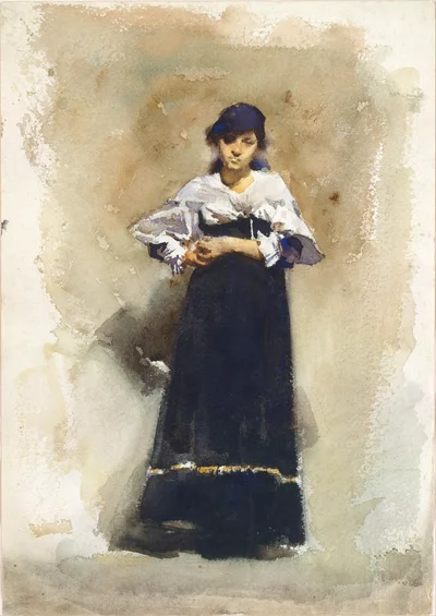 Young Woman with a Black Skirt