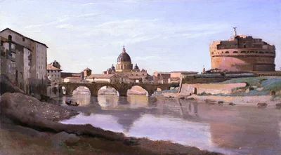 View of Rome: The Bridge and Castel Sant'Angelo with the Cupola of St. Peter's