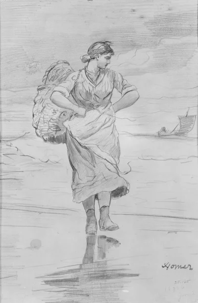 A Fisher Girl on Beach (Sketch for Illustration of 'The Incoming Tide')