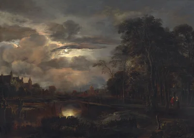 Moonlit Landscape with Bridge
