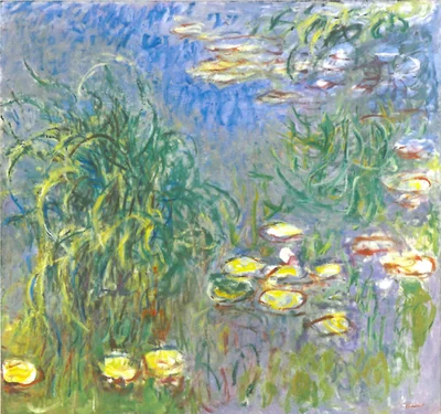 Water Lilies, Cluster of Grass