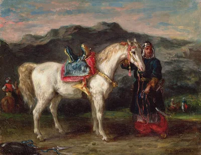 Circassian Holding a Horse by Its Bridle