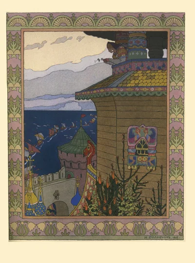 Illustration pour le conte de fées russe : Le Canard blanc