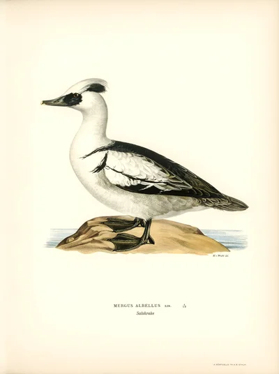 Illustration of a Smew (Mergus albellus)