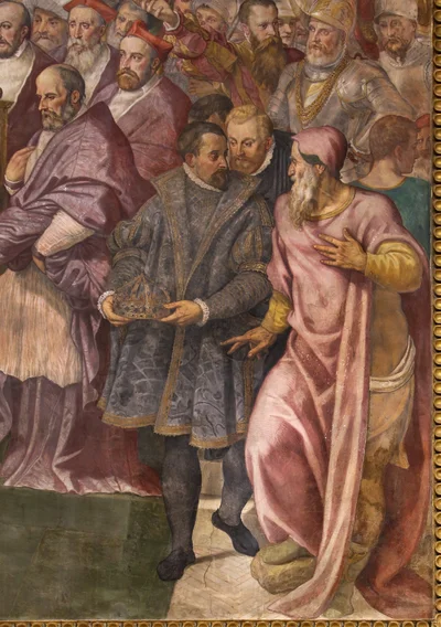 Submission of Frederick Barbarossa before Pope Alexander III during the signing of the Treaty of Venice (detail)