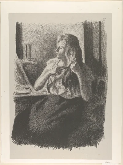 Woman Combing Her Hair