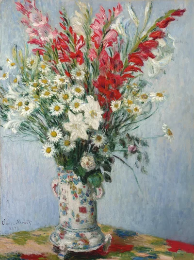Bouquet de glaïeuls, lis et marguerites