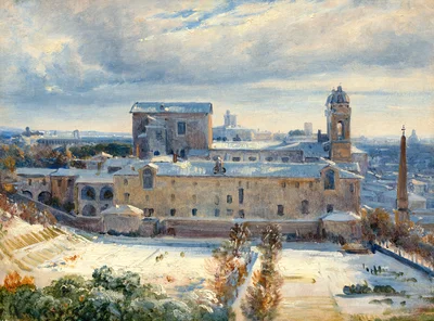 Santa Trinità dei Monti in the Snow