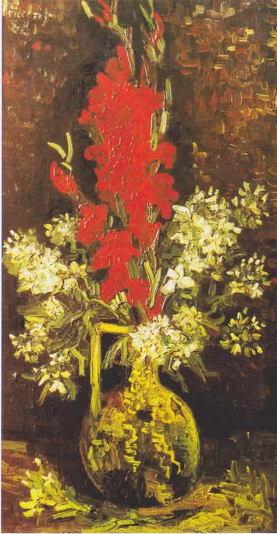 Vase with Red and White Flowers