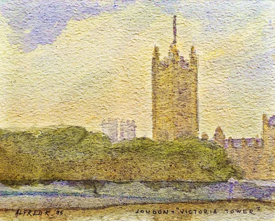 The Victoria Towerandthe Thamesriverinautumn1995(ormyfirstpaintingonthe Britishsoil)