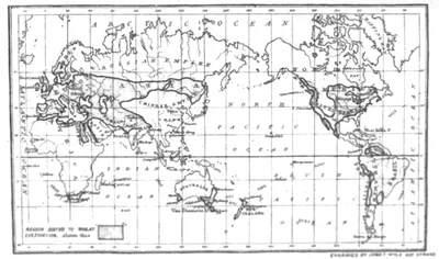 World Map Showing Regions Suited to Wheat Cultivation