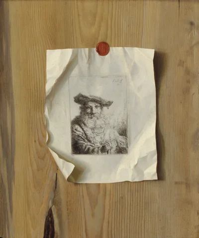 Trompe l'oeil of an etching by Ferdinand Bol