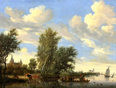 River Landscape with Ferry