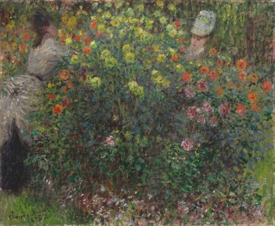 Damas entre flores