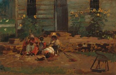 Esquisse d'une cour de chaumière