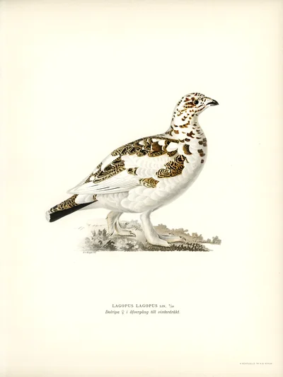 Willow Ptarmigan (Female) in Transitional Winter Plumage