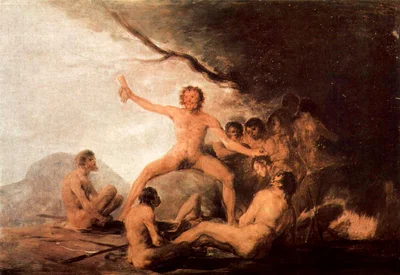 Cannibals contemplating human remains