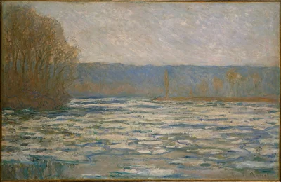 Ice breaking up on the Seine near Bennecourt