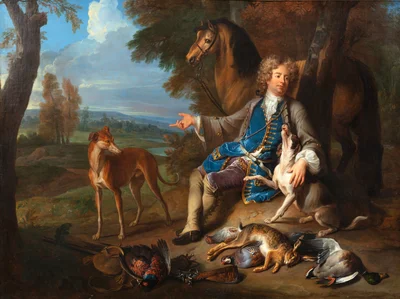 Self-portrait as a hunter in a landscape - Alexandre-François Desportes