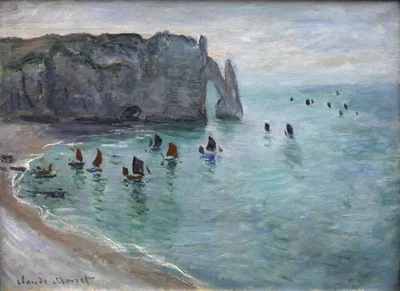 Étretat, the Porte d'Aval: Fishing Boats Leaving the Harbor
