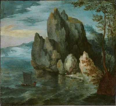 Seascape with a High Cliff