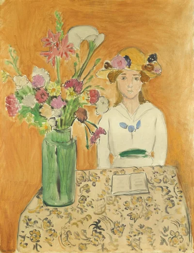 Girl in White with a Bouquet
