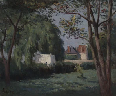Country Scene with Three Houses and Trees