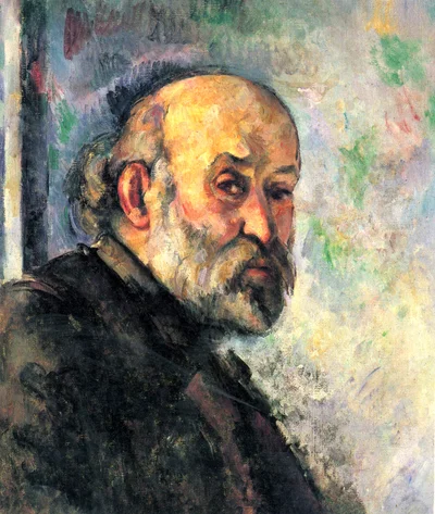Self-portrait on blue background