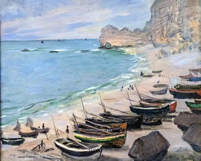 Boats on the beach at Etretat