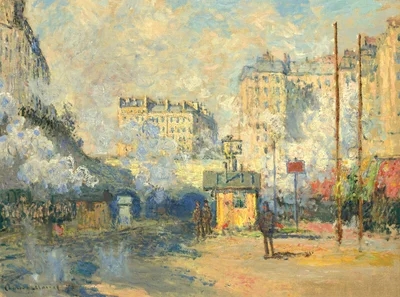 Exterior of Saint-Lazare station, sun effect