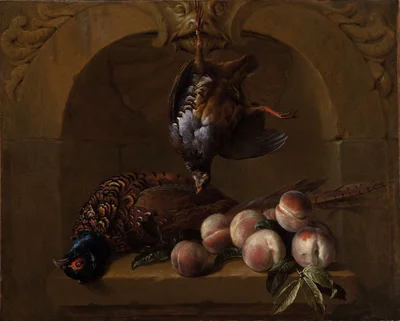 Still Life with Red Partridge, Pheasant, and Peaches