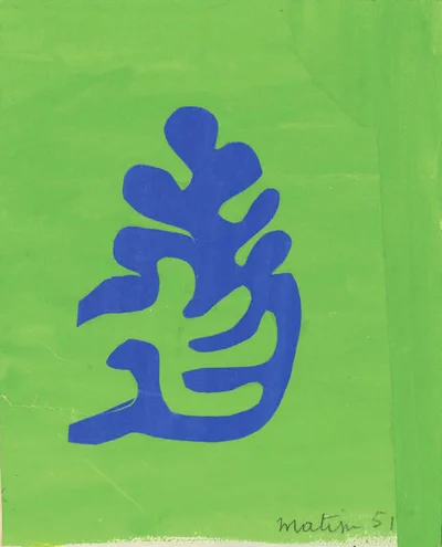 Petite arabesque bleue sur fond vert
